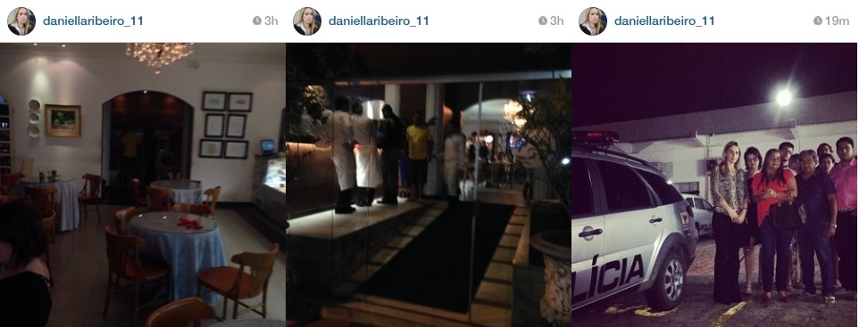 Fotos do assalto  La Suissa postadas por Daniella Ribeiro em seu Instagram
